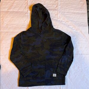 GAP Kids Camouflage Long Sleeve Hoodie Tee with Kangaroo Pocket- Blue and Green